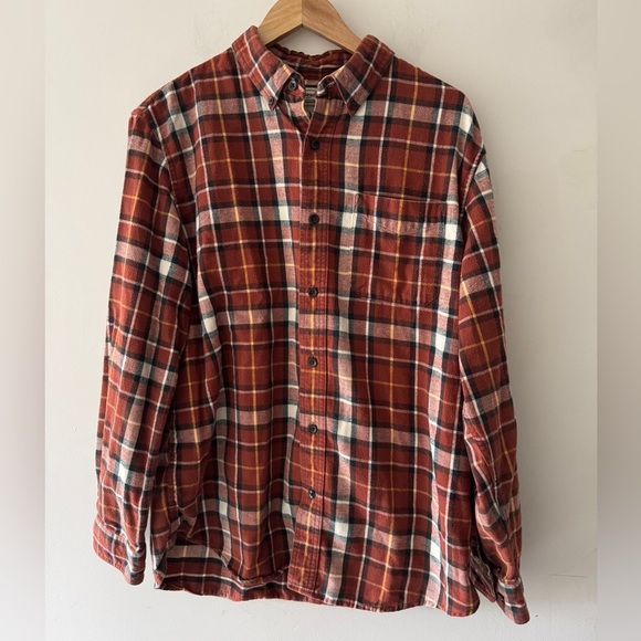 L.L.Bean Mens Traditional Fit Cotton Flannel Plaid Long Sleeve Button Down Shirt - Picture 1 of 5